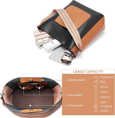 Vista 3 de BOSTANTEN Bolsos para mujer de cuero diseñador Hobo Tote Bolsos hombro cubo Crossbody Bolsas y mujeres Cartera de cuero RFID bloqueo pequeño