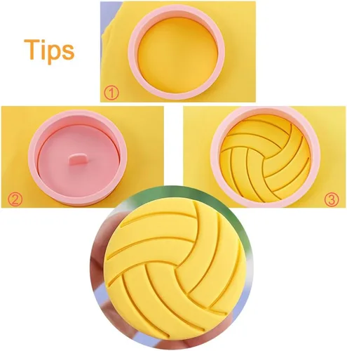 Vista 3 de Juego de cortadores de galletas con forma de bola, 8 piezas de fútbol 3D, baloncesto, béisbol, voleibol, fútbol, tenis, cortadores de galletas