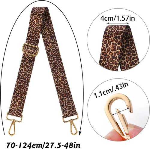 Vista 3 de TIESOME Correa de repuesto para bolso, correa ancha ajustable con estampado de leopardo, correa para bolso de hombro, correas cruzadas, Navidad