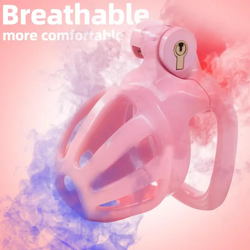 Vista 3 de Jaula de castidad masculina impresa en 3D con 5 anillos para hombres BDSM juguete sexual esclavo herramienta virginidad para hombres restricción