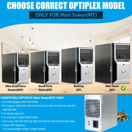 Vista 3 de YEECHUN Reemplazo de fuente de alimentación L300PM-00 de 300 W mejorada para fuente de alimentación Dell 3847 MT/PS-6301-06D G9MTY 0G9MTY L300PM-00