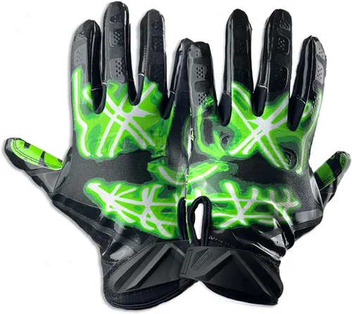 Vista 53 de Battle Sports - Guantes de fútbol americano para receptor abierto con dorso de mano, ultraadherentes y con agarre, antideslizantes, para adultos