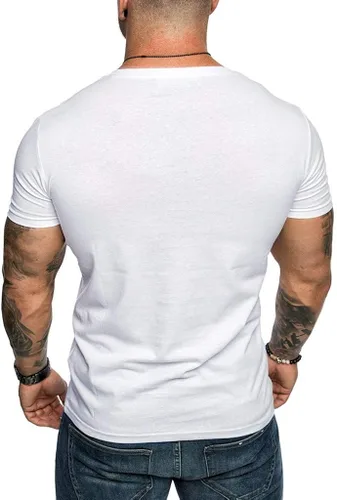 Vista 4 de Muscularfit Mens Short Sleeve Shirts Stylish Casual V Neck Plain Summer Tee Slim Regular-Fit Light Weight Basic Muscle Shirt