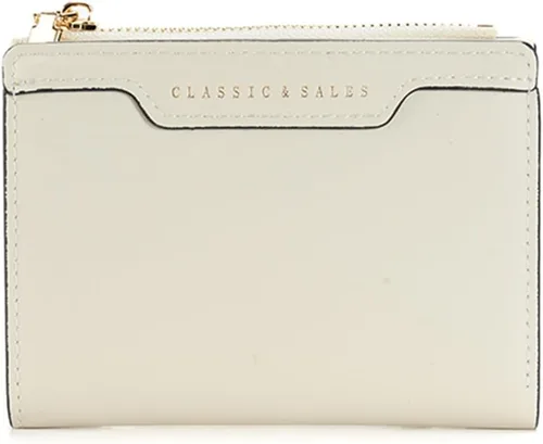 Vista 9 de Billeteras delgadas y pequeñas de cuero con bolsillo, tarjetero, plegable, triple, monedero para mujer con cremallera (negro)