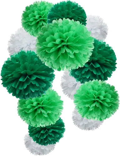 Vista 17 de Pompones de papel negro para fiestas (12 unidades)