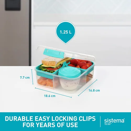 Vista 7 de Sistema To Go Collection Bento Box Cube - Contenedor de plástico para almuerzo y almacenamiento de alimentos, 5.3 tazas, múltiples compartimentos
