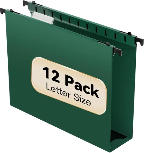 Vista 14 de Carpeta colgante de archivos de capacidad extra en plástico tamaño carta, paquete de 12 carpetas colgantes reforzadas con expansión de 2 pulgadas