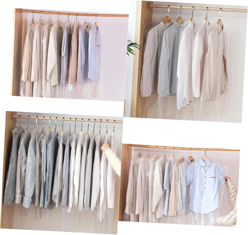 Vista 2 de Bolsas de ropa para colgar ropa: 50 piezas de plástico bolsa de ropa bolsas de limpieza en seco bolsas de plástico transparente Bolsas de lavandería