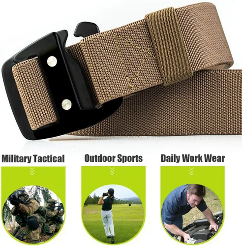 Vista 2 de WYuZe Cinturón elástico táctico para hombre, hebilla de metal de nailon elástico militar de 1.5 pulgadas