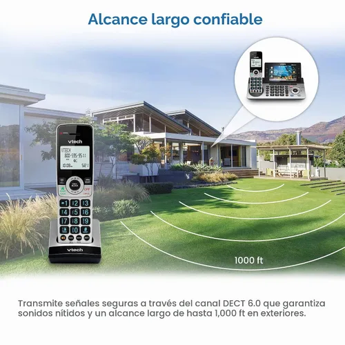 Vista 6 de VTech IS8251-3 - Teléfono inalámbrico de 3 manos de grado empresarial para oficina en casa, pantalla a color de 5", teclas de acceso directo