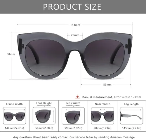 Vista 5 de SUNGAIT Gafas de sol polarizadas vintage de gran tamaño para mujer, diseño de ojo de gato