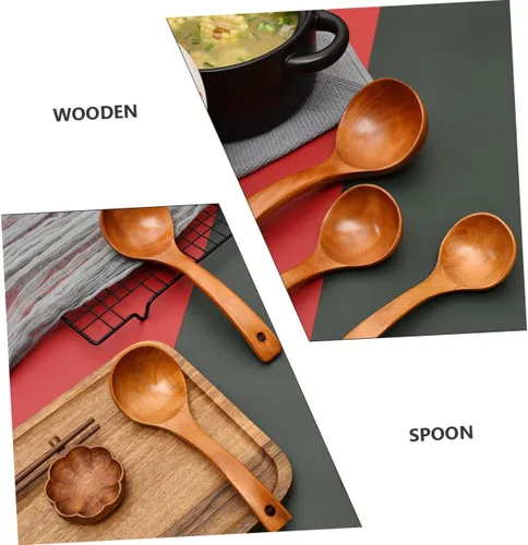 Vista 5 de Cuchara de madera Cuchara de madera Utensilios de cocina de madera Utensilios de madera para comer Cucharas de sopa de madera Cucharas de sopa