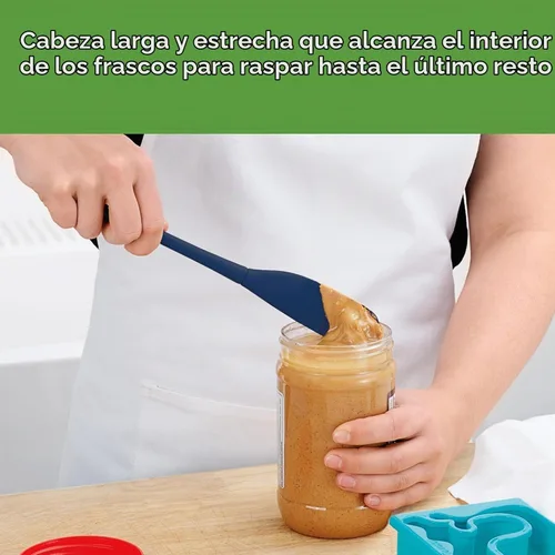 Vista 3 de Tovolo Espátula de silicona para tarros de mango largo, herramienta de raspado de goma para mezcladoras de tarros de mermelada de mantequilla