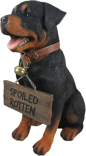 Vista 4 de Guardian of Love - Estatua de bienvenida de Buddy Rottweiler con letrero reversible, figura decorativa de perro para uso en interiores o exteriores
