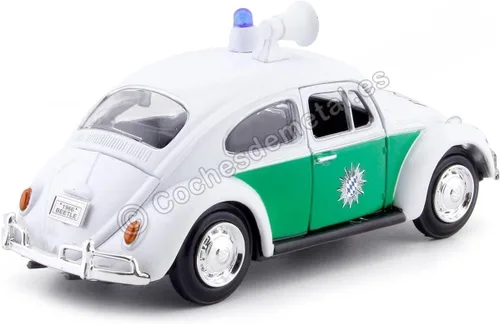 Vista 2 de 1966 Volkswagen Beetle Alemán Policía Coche Blanco y Verde 1/24 Diecast Model Car por Motormax