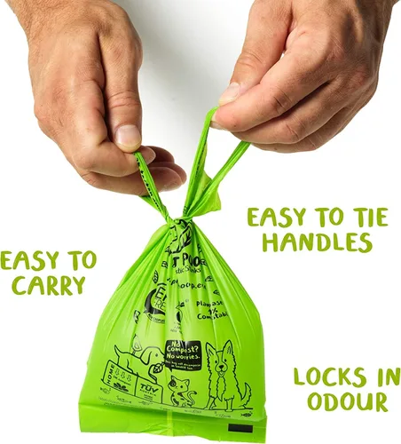 Vista 5 de Planet Poop Bolsas biodegradables para excrementos de perro, 180 unidades, a base de plantas, sin OMG, a prueba de fugas, compostables, sin