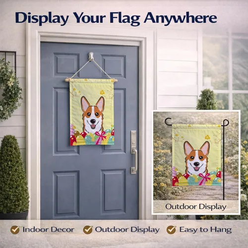 Vista 535 de Caroline's Treasures BB1923GF Bandera decorativa para jardín con diseño de Border Collie, para caza de huevos de Pascua, para jardín, jardín, patio