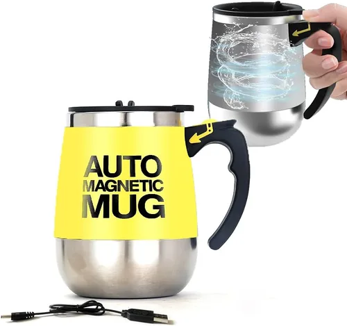 Vista 6 de CuteInnovation - Taza recargable autoagitable, magnética, eléctrica, de acero inoxidable, para oficina, cocina, viajes, hogar, café, té, chocolate