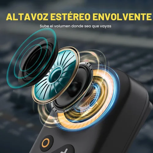 Vista 3 de Altavoz Bluetooth portátil, Bluetooth 5.4 Clip en altavoz inalámbrico con micrófono, función TWS, 12 horas de reproducción, IPX5 impermeable, mini
