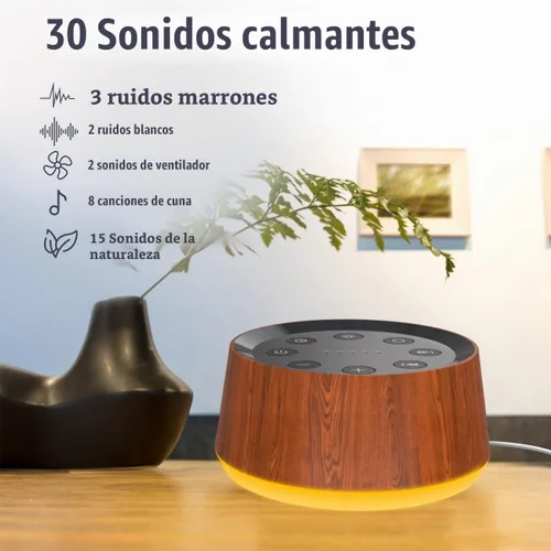 Vista 2 de Máquina de Sonido de Ruido Marrón con 30 Sonidos Relajantes, Luz Nocturna de 12 Colores, Máquina de Ruido Blanco para Adultos, Bebés y Niños