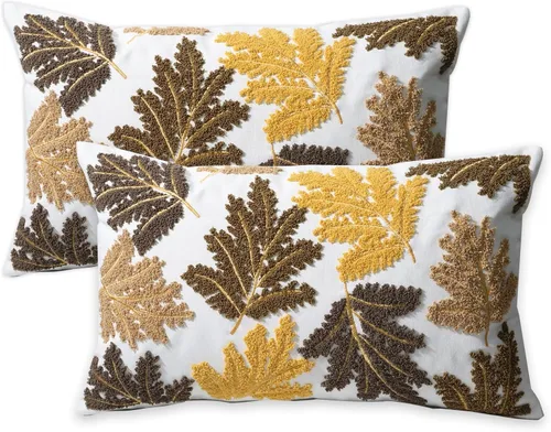 Vista 24 de Juego de 2 fundas de almohada decorativas bordadas para sofá, fundas cuadradas para cojines, para dormitorio, sofá, decoración rústica de granja, 18