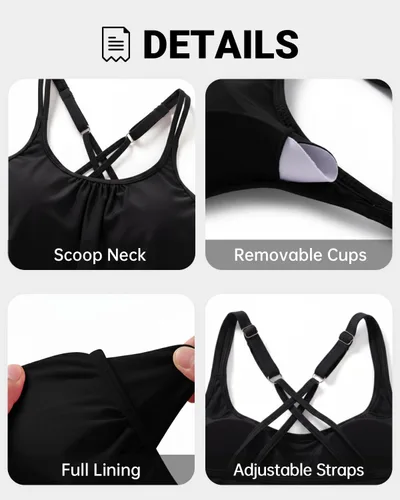 Vista 5 de Tempt Me Blouson - Traje de baño tankini de dos piezas para mujer, con control de abdomen, con parte inferior, modesto y holgado
