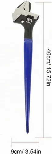 Vista 2 de Llave ajustable de 12 pulgadas con cola puntiaguda, herramienta de construcción de acero de aleación de alta resistencia para y tuberías, mango