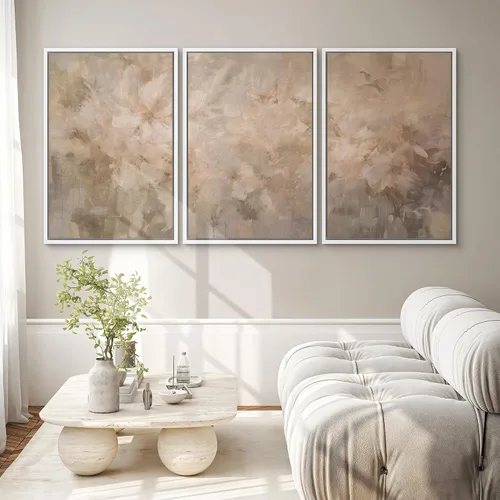 Vista 379 de SIGNWIN Lienzo enmarcado para pared, juego de arte neutro de bosque brumoso, ilustraciones en tono tierra, arte moderno, decorativo, bohemio