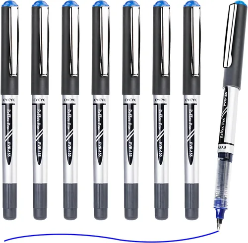 Vista 7 de EYEYE Bolígrafos de punta fina de 0.028 in, 4 bolígrafos negros y 4 azules de punta media, secado rápido, tinta líquida, bolígrafos de escritura