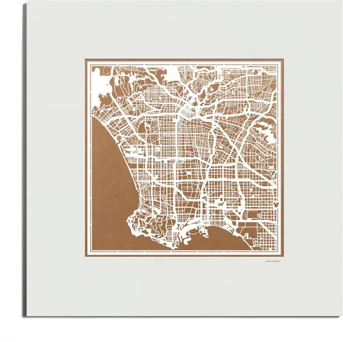 Vista 133 de O3 Design Studio San Diego, CA Paper Cut Map Matted Grey 20x20 in Paper Art