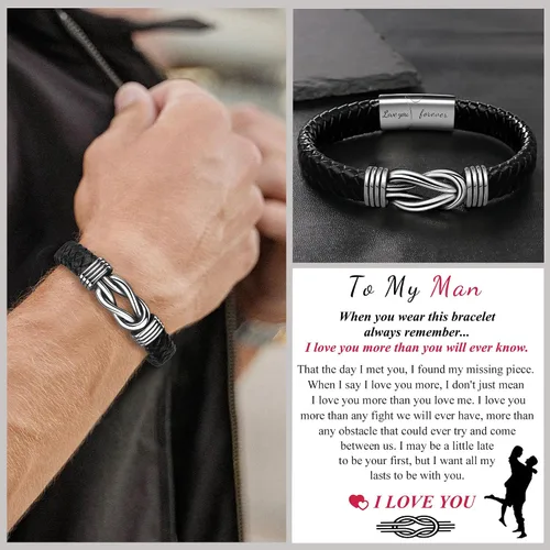 Vista 2 de Regalos de cuero para papá, regalo de cumpleaños, novio, marido, nieto, hermano, hijo, para el día de San Valentín, Navidad, graduación, joyería