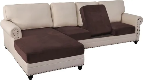 Vista 55 de PrinceDeco Fundas de cojín para sofá, funda elástica y lavable, funda de cojín ajustable de tela de terciopelo antideslizante, protector de muebles