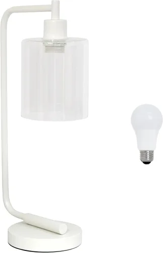 Vista 11 de Simple Designs LD1036-CHR Bronson Lámpara de Mesa de Linterna de Hierro Industrial Estilo Antiguo para Escritorio y Mesita de Noche con Pantalla