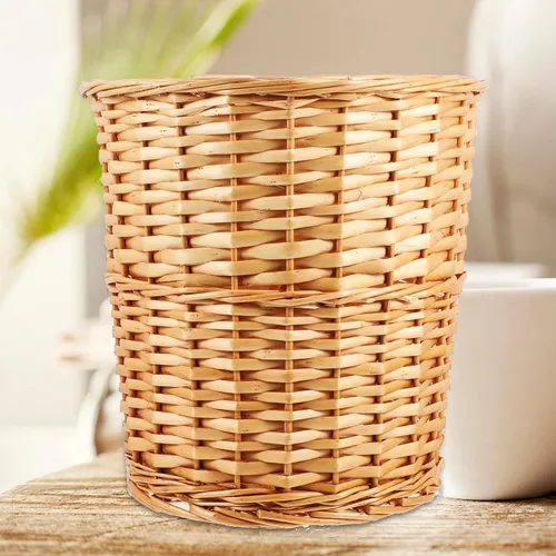 Vista 4 de PRETYZOOM Cesta de almacenamiento tejida moderna para arreglos florales, papelera decorativa para dormitorio, sala de estar