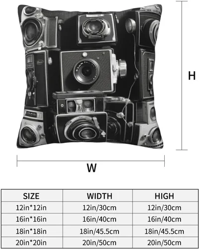 Vista 5 de Decorative Throw Pillow Covers 12"x12" Retro Cool Camera Collection Cushion Cases Square Modern Farmhouse Pillow Cases Soft Cozy Cushion Covers for