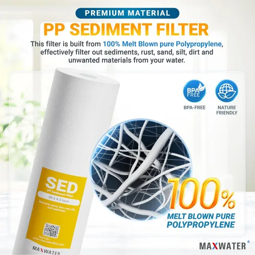 Vista 4 de Max Water Carcasa universal para filtro de agua para toda la casa, cartucho de carbono de sedimentos de 20 x 4.5 pulgadas, sistema de prefiltración