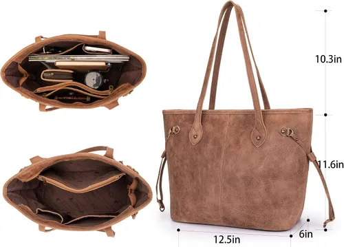 Vista 6 de Montana West Bolso de cuero genuino de vaca estilo hobo estilo concho occidental para mujer