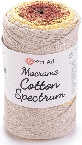 Vista 31 de YarnArt Macramé de Algodón Spectrum – Cuerda Multicolor 80% Algodón – 8.8 oz (250g), 246 yardas (225m) – Cuerda Colorida para Nudos, Tejido 512.2 in