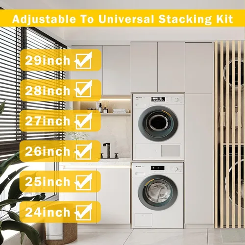 Vista 6 de Kit de apilamiento universal para lavadora y secadora, kit de apilamiento universal reforzado para lavadora y secadora de carga frontal de 24 a 29