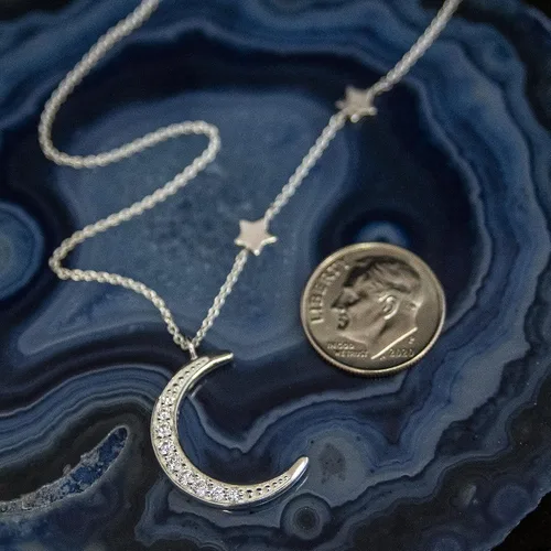 Vista 4 de EFYTAL Regalos de graduación inspiradores collar de plata de ley 925 con circonita cúbica creciente y luna y estrellas en tarjeta motivacional