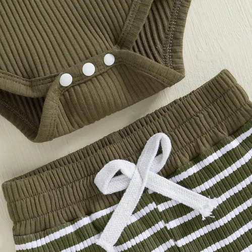 Vista 6 de Ropa para Bebé Recién Nacido Niño Niña Mameluco de Punto Acanalado Manga Larga Pantalones Algodón Sólido Conjuntos de Otoño Invierno para Bebés 2