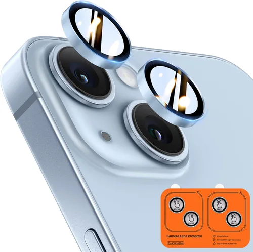 Vista 69 de TOCOL Protector de lente de cámara para iPhone 13 / iPhone 13 Mini vidrio templado HD individual resistente a los arañazos, accesorios compatibles