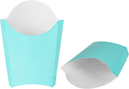 Vista 26 de Restaurantware Bio Tek - Taza de papas fritas desechables de 4.7 x 3.5 x 5.1 pulgadas, 100 vasos desechables para refrigerios, papel azul y blanco