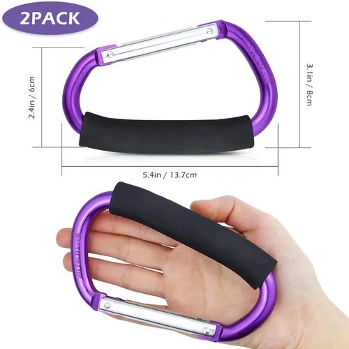 Vista 2 de JIALEEY Mosquetón para cochecito de bebé, resistente, grande, duradero, con clip de momia, para cochecito, para compras o compras, soporte