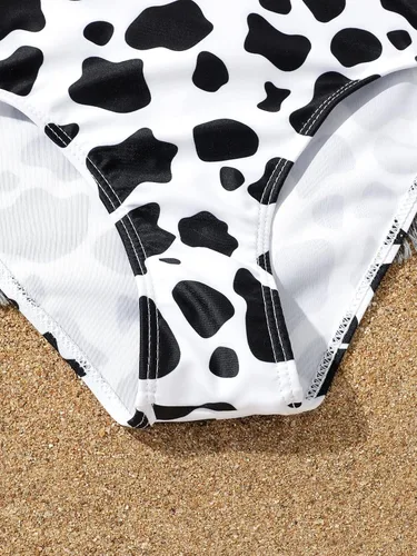 Vista 4 de SHENHE Traje de baño de una pieza con estampado floral y volantes para niña