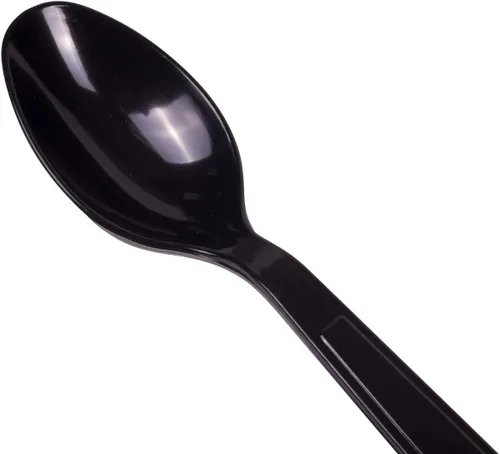 Vista 2 de Karat U2023B - Cuchara desechable de 6.5 pulgadas PS extra pesada, color negro (paquete de 1000)