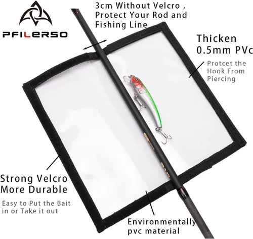 Vista 3 de 20 fundas para señuelos de pesca, 2 tamaños, transparentes, de PVC, grueso, para anzuelos de pesca, protegen a niños, mascotas y pescadores, a salvo