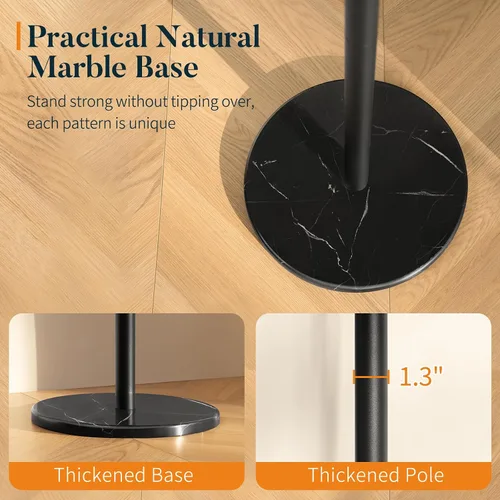 Vista 3 de Yoobure Perchero independiente con base de mármol natural – Perchero con 8 ganchos resistente para colgar abrigos, perchero de metal para chaqueta