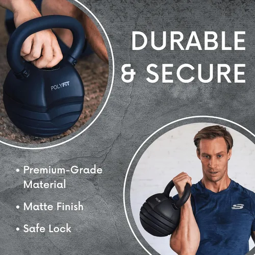 Vista 3 de Polyfit Adjustable Kettlebell Set - 5-in-1 Weights for Home Gym NEGRO - 50 LB