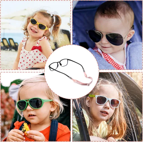 Vista 6 de 4 correas para gafas, correa ajustable de 7 a 10.6 pulgadas para gafas de sol para niñas, correas de soporte para lentes de sol sin cola (rosa)